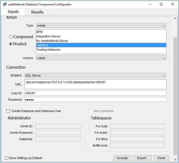 WebMethods Database Component Configurator